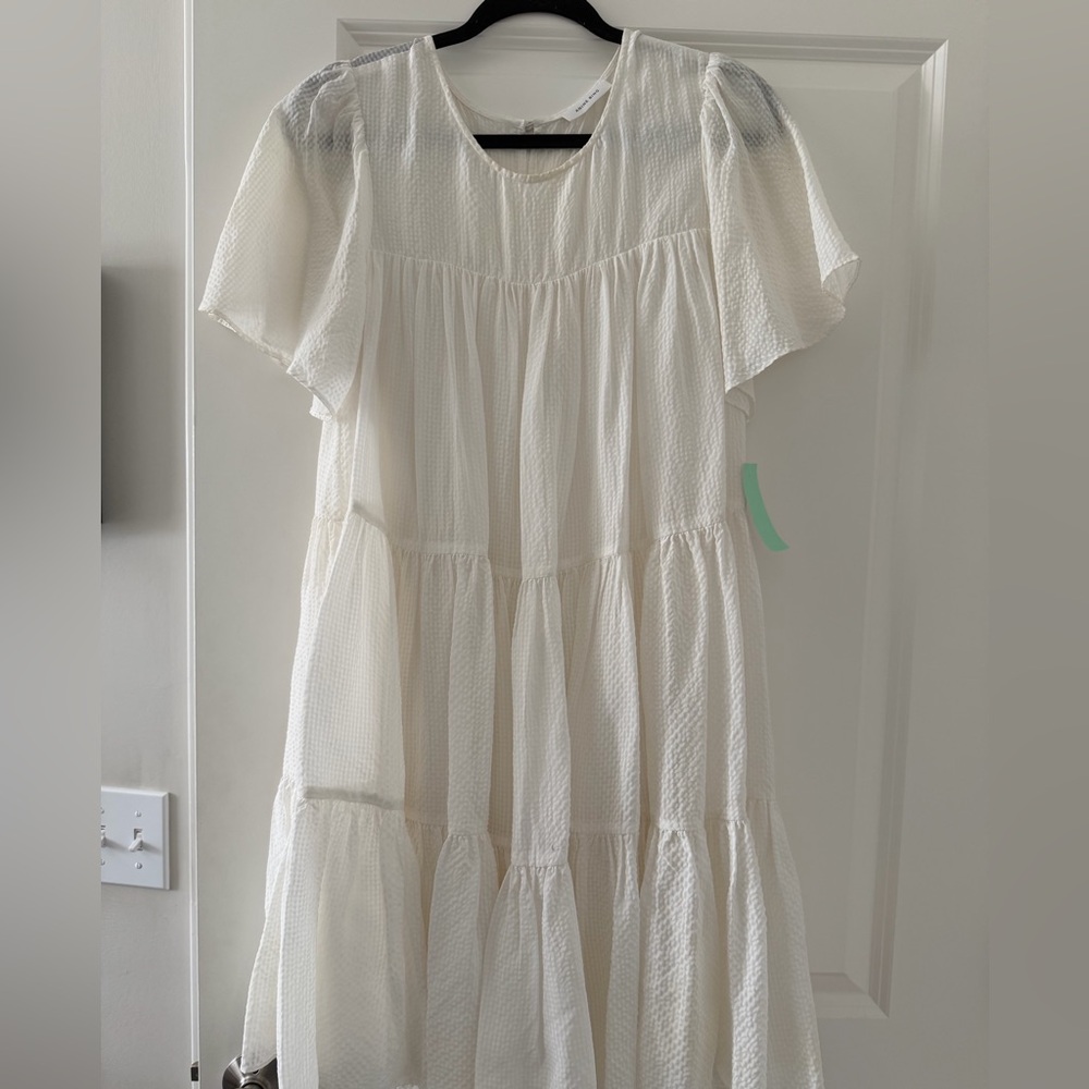 Anine Bing White Textured Tiered Dress